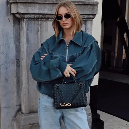 Veste en Cuir Oversize Serafée – Style Urbain et Tendance