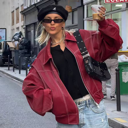 Veste en Cuir Oversize Serafée – Style Urbain et Tendance