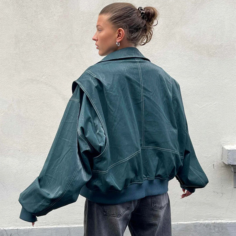 Veste en Cuir Oversize Serafée – Style Urbain et Tendance